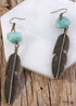 Boho Earrings, RH Dangle Earrings, Feather Jade